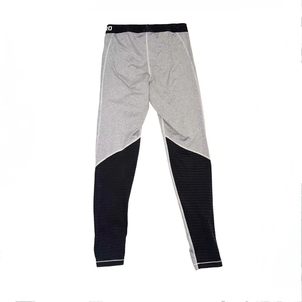 Nike Womens Pro Warm Training Tights Grey Dark Black 803102-063 Size Medium